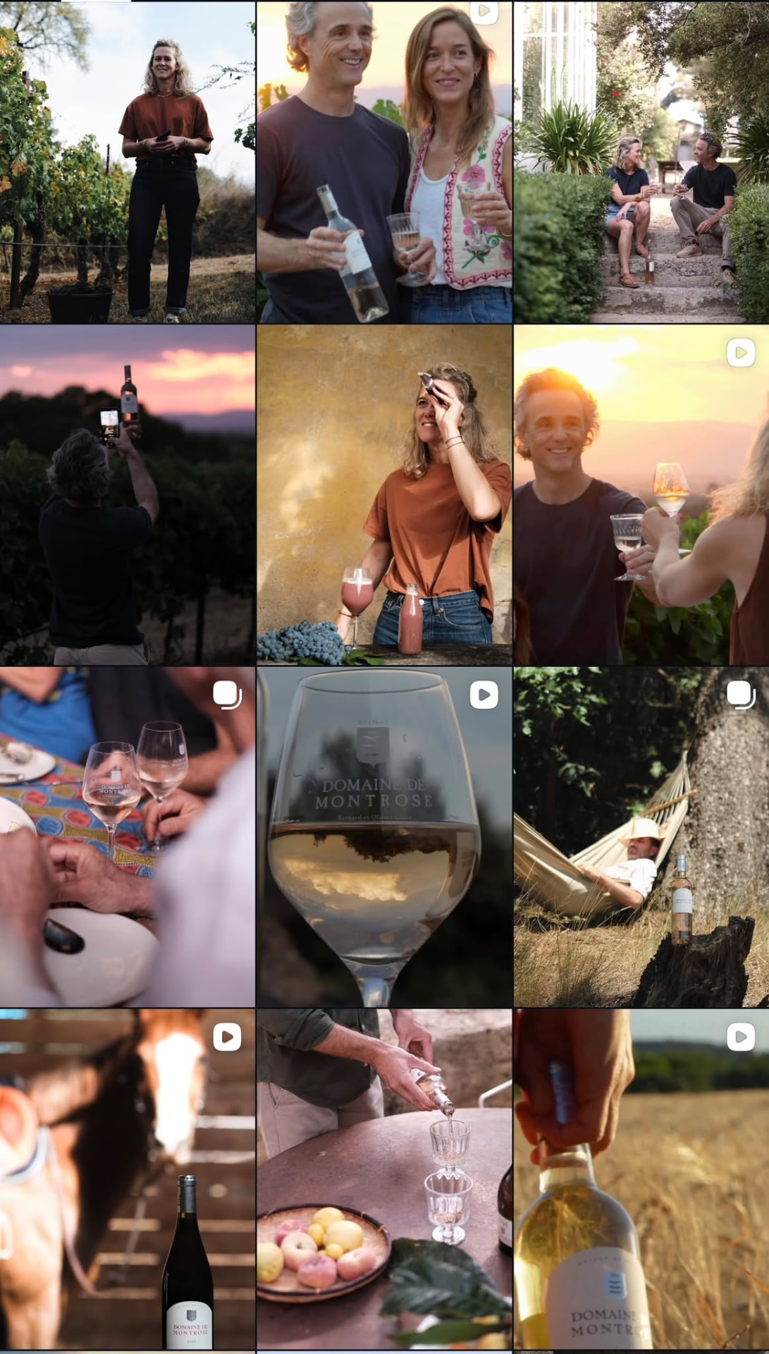 Publications Instagram d'un domaine viticole accompagné