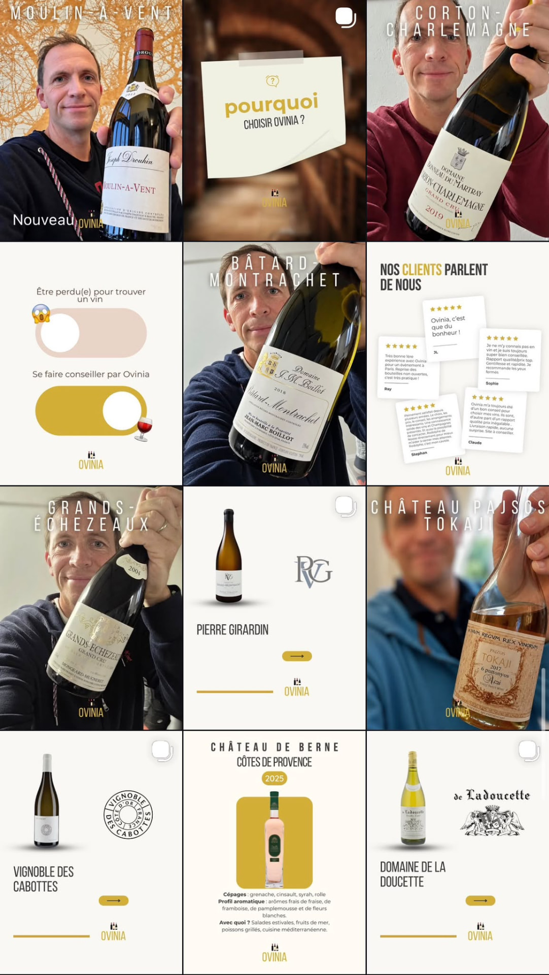 Publications Instagram du client Ovinia